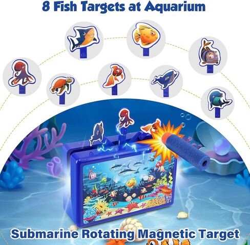 لعبة رمي السهام الرغوية من Serrelim Kids، 24 رصاصة رغوية، هدف متحرك كهربائي مع عبوتين من مسدس صيد سمك القرش لهدايا الأطفال الصغار بعمر 3،4،5،6،7 سنوات in Kuwait