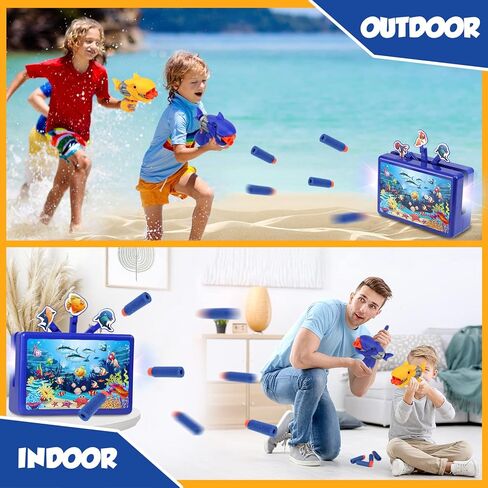 لعبة رمي السهام الرغوية من Serrelim Kids، 24 رصاصة رغوية، هدف متحرك كهربائي مع عبوتين من مسدس صيد سمك القرش لهدايا الأطفال الصغار بعمر 3،4،5،6،7 سنوات in Kuwait