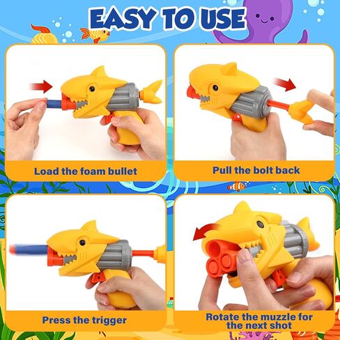 لعبة رمي السهام الرغوية من Serrelim Kids، 24 رصاصة رغوية، هدف متحرك كهربائي مع عبوتين من مسدس صيد سمك القرش لهدايا الأطفال الصغار بعمر 3،4،5،6،7 سنوات in Kuwait