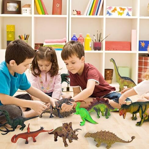 ألعاب ديناصور للأطفال من بيبيليف - 3 4 5 6 7 8 سنوات من الأولاد والبنات الصغار على شكل ديناصور تفاعلي، كتاب صوت ديناصور للخزلار + 12 قطعة 17.78 سم بمظهر واقعي in Kuwait