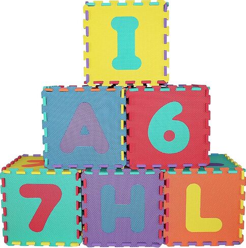 بساط لعب أحجية الحروف الأبجدية والأرقام من شركة كليك آند بلاي، 36 بلاطة (مقاس البلاط - 30.48 × 30.48 سم) in Kuwait