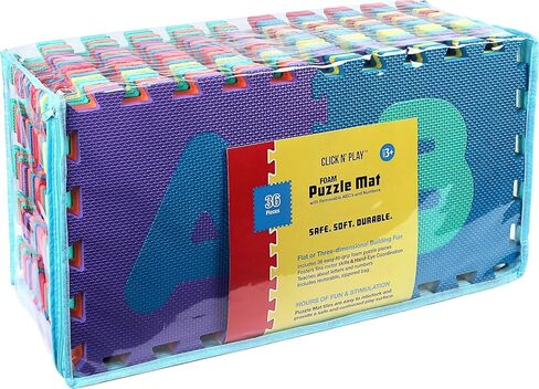 بساط لعب أحجية الحروف الأبجدية والأرقام من شركة كليك آند بلاي، 36 بلاطة (مقاس البلاط - 30.48 × 30.48 سم) in Kuwait