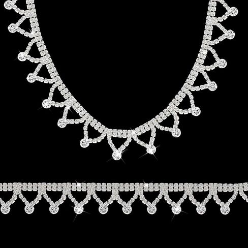 Rhinestone Fringe Trim Rhinestones Tassel Chain Diamond Crystal Tassel Fringe Trim for Sewing Crafts Decoration Clothing Accessories（1 Yard） in Kuwait