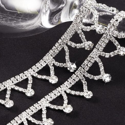 Rhinestone Fringe Trim Rhinestones Tassel Chain Diamond Crystal Tassel Fringe Trim for Sewing Crafts Decoration Clothing Accessories（1 Yard） in Kuwait