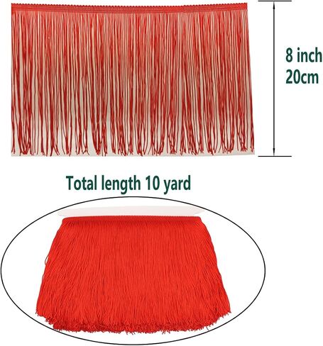 8 Inch Width Blue Fringe Trim 10 Yards Long Tassel Sewing Trim for DIY Craft Clothing and Dress Decoration (Blue) in Kuwait