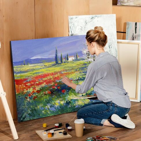 Ctosree 2 Pack Stretched Canvas for Painting, Large Black Cotton Art Large Triple Primed Profile Blank Canvases for Watercolor Acrylics Oil Painting(24 x 36 Inch) in Saudi Arabia