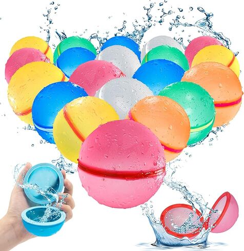 SOPPYCID Reusable Water Balloons Magnetic: Water Balloons for Kids Adult - Summer Outdoor Pool Beach Toys - 12 Pack Soft Water Bombs - Quick Fill Self Sealing Water Balls in Kuwait