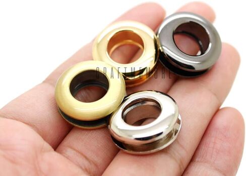 CRAFTMEMORE 5/8" (15mm) Hole Metal Screw Rings Eyelets Grommet Quality Round Polished Purse Replacements Easy Installation Pack of 4 SCET (Gold) in Kuwait