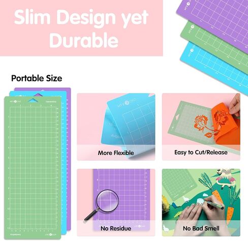 حصيرة قطع ذات قبضة قوية من HTVRONT من أجل Cricut Joy - 3 عبوات 4.5X12 حصير اللحف القوي لحزمة Cricut Joy، ملحقات بديلة لحصائر القطع اللاصقة الأرجوانية من أجل Cricut in Saudi Arabia