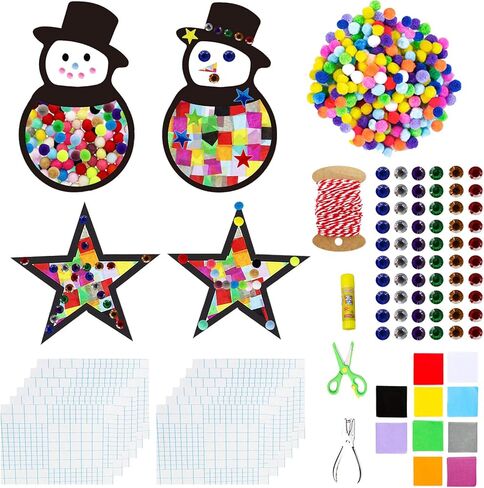 Exquiss المناديل الورقية عيد الميلاد صائد الشمس الحرف اليدوية عيد الميلاد رجل الثلج صائد الشمس عيد الميلاد ستار صائد الشمس للأطفال الحرف اليدوية DIY in Kuwait