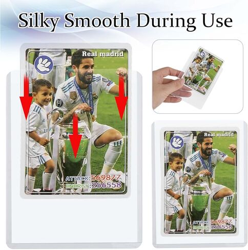 Arkeiliy 100 حزمة من أغطية البطاقات البلاستيكية الصلبة مقاس 3 × 4 بوصات للبطاقات، مع صندوق تخزين للبطاقات، حامل بطاقات علوي ممتاز لبطاقات تداول كرة القدم الرياضية in Kuwait