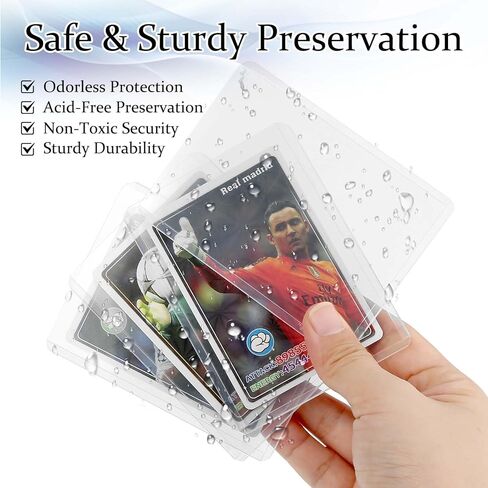 Arkeiliy 100 حزمة من أغطية البطاقات البلاستيكية الصلبة مقاس 3 × 4 بوصات للبطاقات، مع صندوق تخزين للبطاقات، حامل بطاقات علوي ممتاز لبطاقات تداول كرة القدم الرياضية in Kuwait
