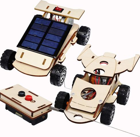 سيويست مجموعة نماذج سيارة خشبية تعمل بالطاقة الشمسية واللاسلكية للبناء - تجارب علمية ذاتية الصنع وألعاب تعليمية ستيم للاطفال والمراهقين، مشروع هندسة الدوائر الكهربائية مجموعتين in Kuwait