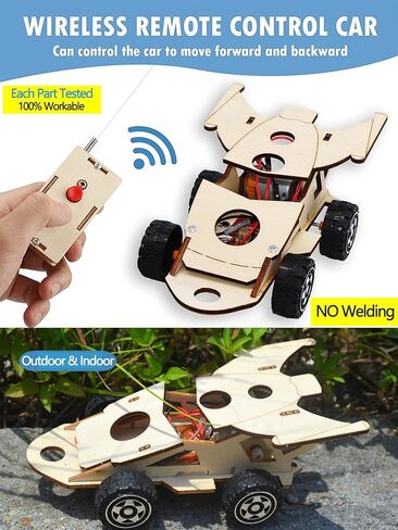 سيويست مجموعة نماذج سيارة خشبية تعمل بالطاقة الشمسية واللاسلكية للبناء - تجارب علمية ذاتية الصنع وألعاب تعليمية ستيم للاطفال والمراهقين، مشروع هندسة الدوائر الكهربائية مجموعتين in Kuwait