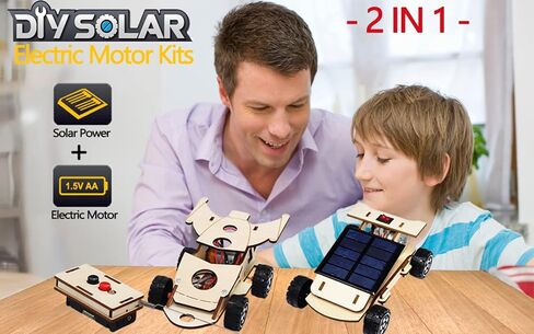 سيويست مجموعة نماذج سيارة خشبية تعمل بالطاقة الشمسية واللاسلكية للبناء - تجارب علمية ذاتية الصنع وألعاب تعليمية ستيم للاطفال والمراهقين، مشروع هندسة الدوائر الكهربائية مجموعتين in Kuwait