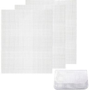 12 قطعة من أوراق القماش البلاستيكية الشبكية السوداء من LUNKUIVY، مقاس 21 × 13.1 بوصة، عدد 5 أوراق قماش بلاستيكية لصناعة التطريز، مشروع DIY (أبيض) in Kuwait