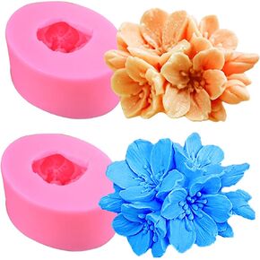 2PCS Peony Flower Silicone Soap Molds 3D Resin Candle Molds Flower Fondant Silicone Mold for Handmade Cake Decoration Cupcake Jelly Candy Chocolate Epoxy Casting Resin Craft