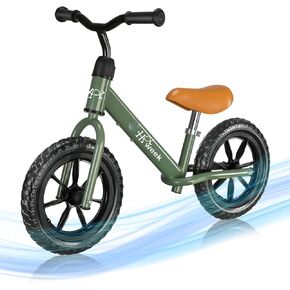 HAWEEK Toddler Balance Bike 12" No Pedal Training Bicycle for Kids 24 Months to 5 Years Tool-Free Adjustments Seat and Handlebar Best Gift for 2-5 Boys Girls