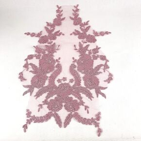 Worlds 1Pc Red Embroidered Lace Fabric Applique Patch Trim for Clothes Dress Sewing Decor 12.5*16.9Inch 1.Red in Kuwait