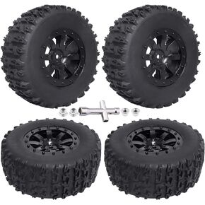 مجموعة إطارات وعجلات شاحنة RC قصيرة المدى مع حشوات إسفنجية 12 مم سداسي لـ Traxxas Slash 4x4 2WD VXL VKAR 10SC Losi SCT Redcat Blackout SC HPI، مُلصق مسبقًا (النوع 1) in Kuwait