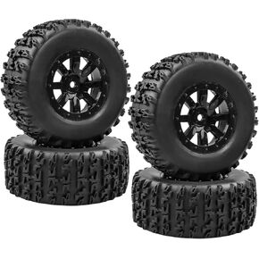 مجموعة عجلات وإطارات شاحنة Acekeeps 1/10 RC قصيرة المدى (ملصقة مسبقًا، سداسية 12 مم) لـ 1/10 Traxxas Slash 2WD/4WD Losi Tenacity Redcat Blackout SC Exceed RC Buggy Car، 4 عبوات (لويس) in Kuwait