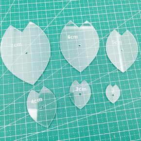 Set of 6 Heart Shape Acrylic Sashiko Stencils for Hand Quilting and Embroidery (Heart)