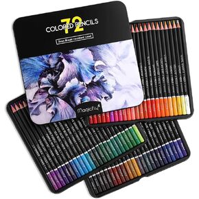 ماجيك فلاي مجموعة اقلام رصاص ملونة من 72 قطعة، اقلام رصاص ملونة زيتية للبالغين والفنانين وكتب التلوين وفنون الرسم والرسم in Kuwait