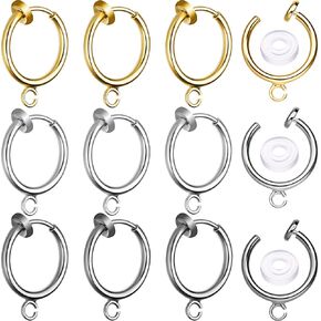 30 Sets Clip-on Earring Converters Non-Pierced Earring Components Findings Dangle Earring Clips with Easy Open Loop and Silicone Earring Pads for Daily Accessory