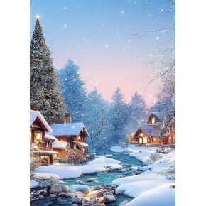 ULLiaN Christmas Diamond Painting Kits for Adults, DIY 5D Full Drill Diamond Art Pictures, Christmas Snow Scene Crystal Rhinestone Embroidery Craft for Winter Home Wall Decor Gifts 12x16inch