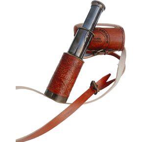 Antique Brass Spyglass 6" Telescope with Leather Box, Nautical Spyglass Collapsible Monocular Decorative Telescope with Glass Optics for Kids in Saudi Arabia