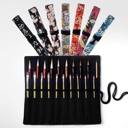 كابيلوك حامل فرش الطلاء القابل للطي 20 فتحة جيب الفنان القماش لفة حقيبة حقيبة فرش ماكياج حقيبة منظم حماية قابل للطي (النمط 2) in Kuwait