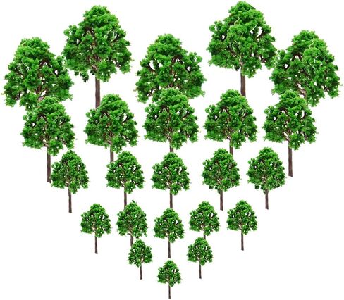 23Pcs Model Trees Scenery Model Plastic Artificial Layout Rainforest Diorama, Building Model Trees, Fake Trees for Projects Model Train Railways Architecture Landscape in Kuwait
