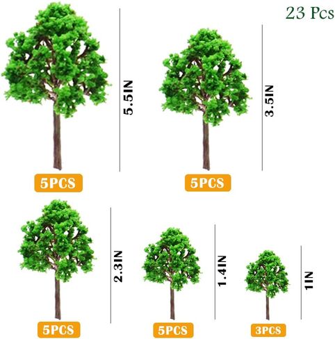 23Pcs Model Trees Scenery Model Plastic Artificial Layout Rainforest Diorama, Building Model Trees, Fake Trees for Projects Model Train Railways Architecture Landscape in Kuwait