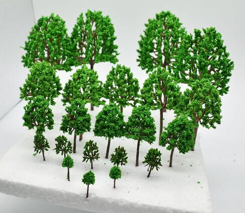 23Pcs Model Trees Scenery Model Plastic Artificial Layout Rainforest Diorama, Building Model Trees, Fake Trees for Projects Model Train Railways Architecture Landscape in Kuwait