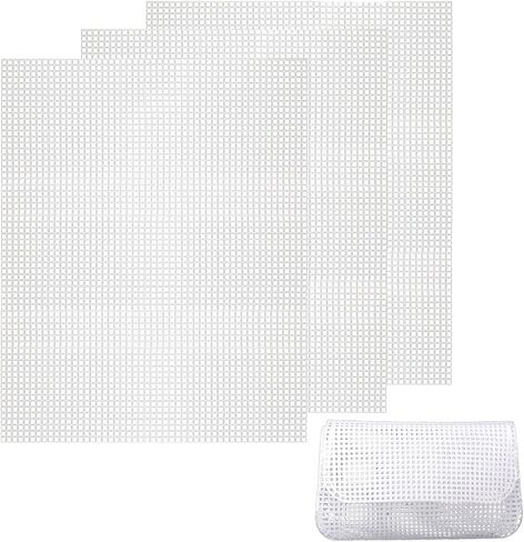 12 قطعة من أوراق القماش البلاستيكية الشبكية السوداء من LUNKUIVY، مقاس 21 × 13.1 بوصة، عدد 5 أوراق قماش بلاستيكية لصناعة التطريز، مشروع DIY (أبيض) in Kuwait