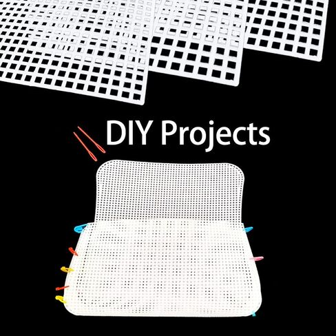 12 قطعة من أوراق القماش البلاستيكية الشبكية السوداء من LUNKUIVY، مقاس 21 × 13.1 بوصة، عدد 5 أوراق قماش بلاستيكية لصناعة التطريز، مشروع DIY (أبيض) in Kuwait