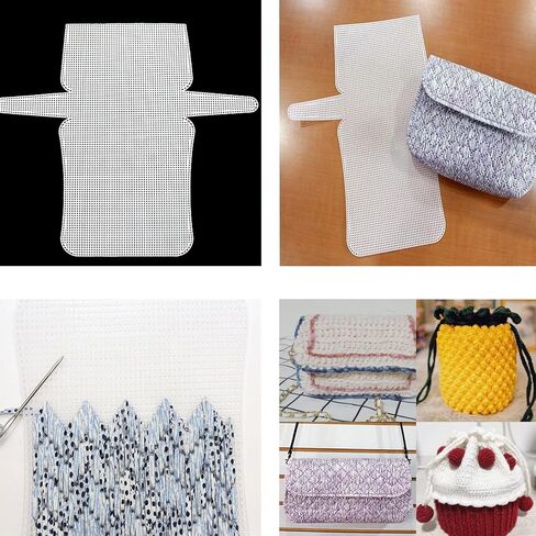 12 قطعة من أوراق القماش البلاستيكية الشبكية السوداء من LUNKUIVY، مقاس 21 × 13.1 بوصة، عدد 5 أوراق قماش بلاستيكية لصناعة التطريز، مشروع DIY (أبيض) in Kuwait