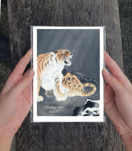 Decoupage Paper Pack (35 Sheets 6"x8") Tigers, Baboons and Other Brilliant Animals FLONZ Vintage Illustration Pictures Cards for Decoupage, Craft and Scrapbooking in Saudi Arabia
