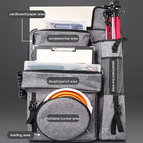 لانسونون حافظة فنية، حقيبة ظهر قماشية 4K للفنانين، حقيبة حمل فنية مقاومة للماء، حقيبة حمل فنية للطلاب الفنانين، حقيبة سفر منظمة لأدوات الرسم ولوح الرسم in Kuwait
