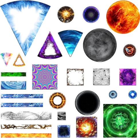 CZYY DND Area of Effect Spell Templates - Set of 28 Markers for AOE Spells Erasable PVC Spell Effects Templates with Reference Perfect Tools, Accessories & Gift for Dungeons and Dragons in Kuwait