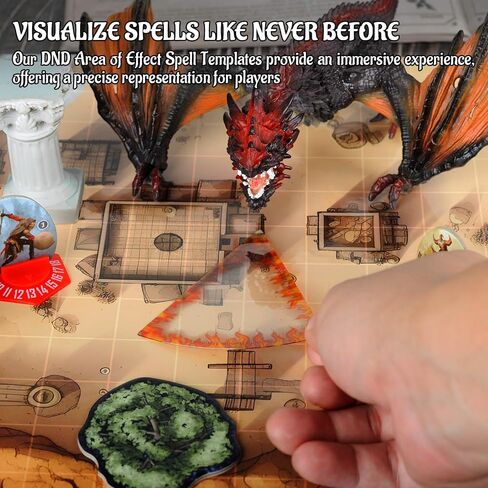 CZYY DND Area of Effect Spell Templates - Set of 28 Markers for AOE Spells Erasable PVC Spell Effects Templates with Reference Perfect Tools, Accessories & Gift for Dungeons and Dragons in Kuwait