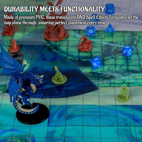 CZYY DND Area of Effect Spell Templates - Set of 28 Markers for AOE Spells Erasable PVC Spell Effects Templates with Reference Perfect Tools, Accessories & Gift for Dungeons and Dragons in Kuwait