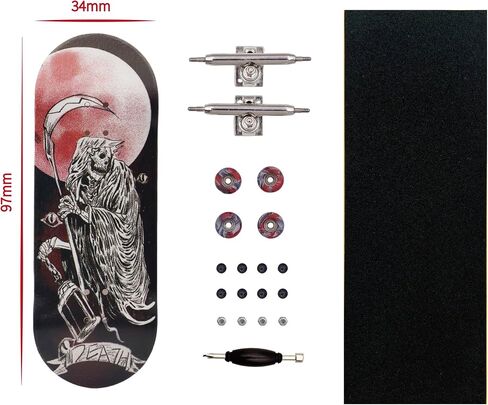 RACOFSB Pro Fingerboard 34mm لوح خشبي لوح تزلج احترافي بعجلات CNC دوامة (ديناصور) in Kuwait
