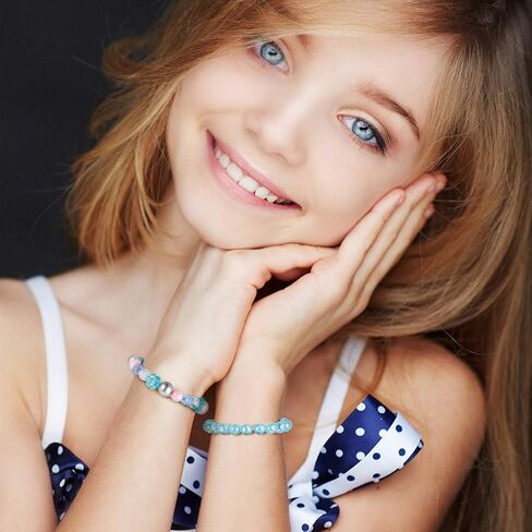 Hicarer 20 Pieces Girl Beaded Bracelets Cute Rainbow Bead Bracelets Colorful Bracelets Princess Bracelets Stretchy Bead Bracelets for Prince Birthday Present (Vivid Style) in Saudi Arabia
