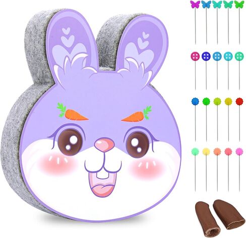 وسادة التلبيد بالإبرة، حصيرة التلبيد بالإبرة، حصيرة التلبيد الصوفية مع 21 قطعة من إبر التلبيد، دبوس مستقيم، واقيات أصابع جلدية للتلبيد بالإبرة، مشاريع التلبيد (شكل أرنب) in Kuwait