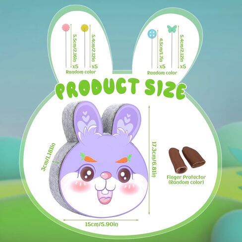 وسادة التلبيد بالإبرة، حصيرة التلبيد بالإبرة، حصيرة التلبيد الصوفية مع 21 قطعة من إبر التلبيد، دبوس مستقيم، واقيات أصابع جلدية للتلبيد بالإبرة، مشاريع التلبيد (شكل أرنب) in Kuwait