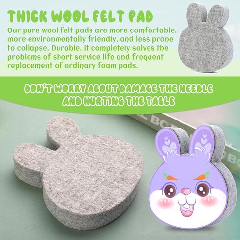 وسادة التلبيد بالإبرة، حصيرة التلبيد بالإبرة، حصيرة التلبيد الصوفية مع 21 قطعة من إبر التلبيد، دبوس مستقيم، واقيات أصابع جلدية للتلبيد بالإبرة، مشاريع التلبيد (شكل أرنب) in Kuwait