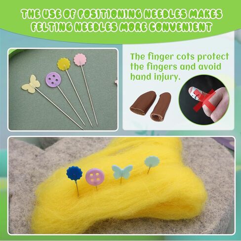 وسادة التلبيد بالإبرة، حصيرة التلبيد بالإبرة، حصيرة التلبيد الصوفية مع 21 قطعة من إبر التلبيد، دبوس مستقيم، واقيات أصابع جلدية للتلبيد بالإبرة، مشاريع التلبيد (شكل أرنب) in Kuwait