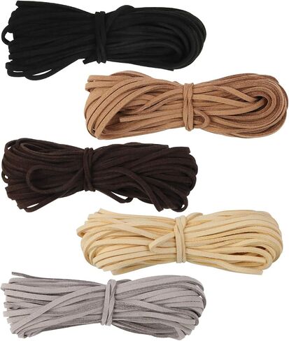 SANNIX 55 Yards 2.6mm Suede Cord Faux Leather Cord String Rope Thread for Bracelet Necklace Beading Jewelry DIY Crafts (5 Colors) in Kuwait