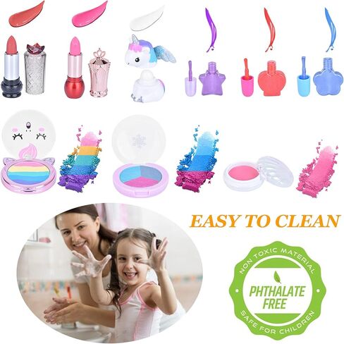 Kids Makeup Kit for Girl Washable Real Makeup Set Little Girl Purse Unicorn Toys for 5 6 7 8 Year Old Girls Princess Dress Up Vanity Pretend Game Birthday Girls Toys in Kuwait